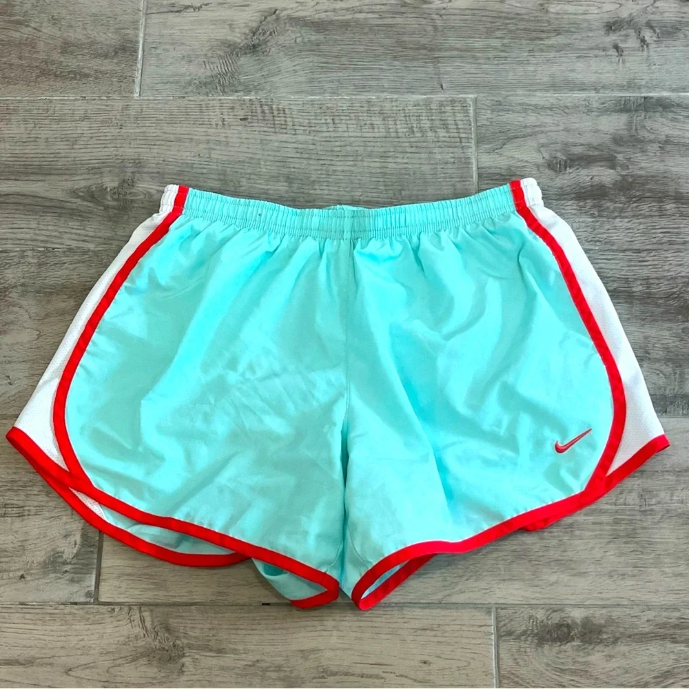 Nike Juniors Dri Fit Mint‎ Green & Red Trim Lined Pocket Short 455912-371 Sz XL